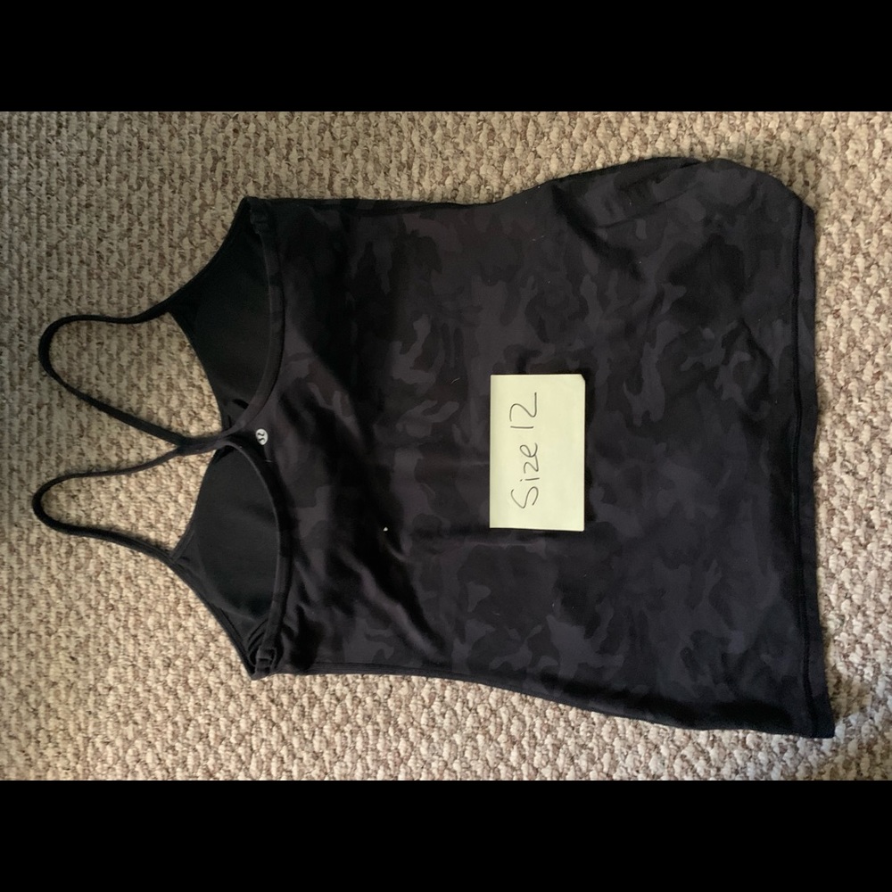 Lululemon Athletica Black Camo Y back Tank Top 12